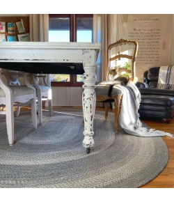 Homespice Decor Jute Braided Grey Cloud Grey 503855 4 ft. X 6 ft. Oval Rug