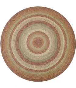 Homespice Decor Jute Braided Rug Beige & Red Harvest 6 FT Round Rug
