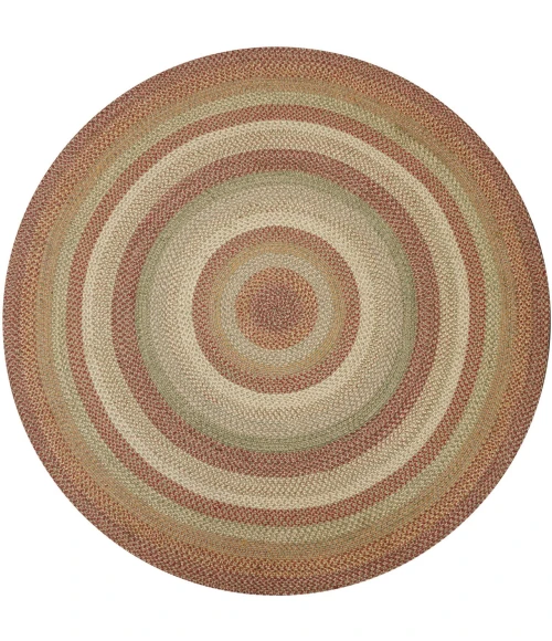 Homespice Decor Jute Braided Rug Beige & Red Harvest 6 FT Round Rug