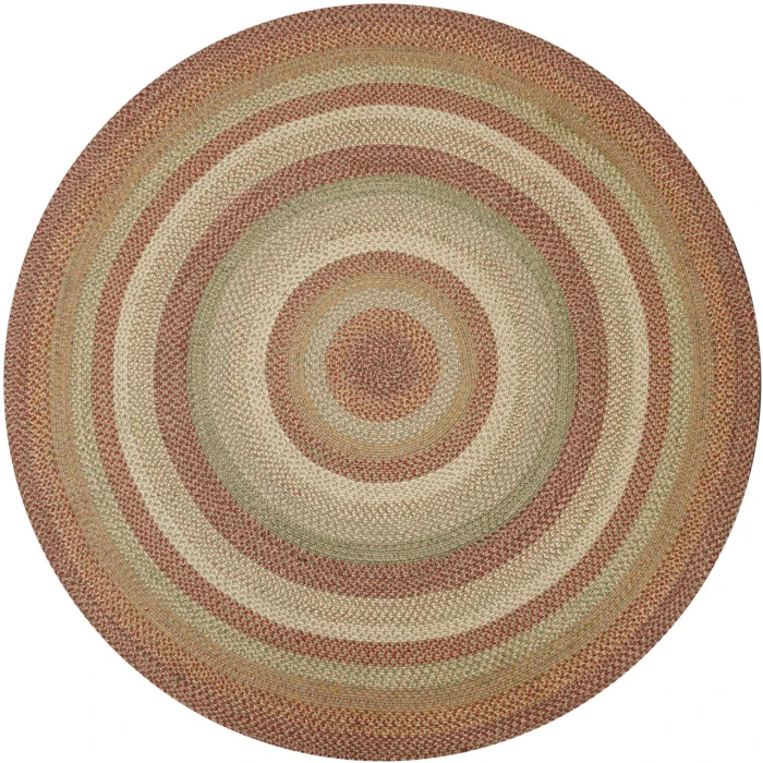 Homespice Decor Jute Braided Rug Beige & Red Harvest 6 FT Round Rug