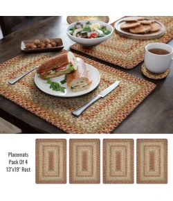 Homespice Decor Jute Braided Accessories Harvest Beige, Tan 240066PS 13 in. X 19 in. Set of 4 Rect Rug
