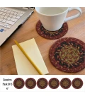 Homespice Decor Jute Braided Accessories Highland Multi 240013PS 4 in. Set of 6 Round Rug