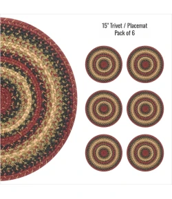 Homespice Decor Jute Braided Accessories Highland Multi 240175PS 15 in. Set of 6 Round Rug