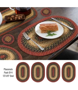 Homespice Decor Jute Braided Accessories Highland Multi 240061PS 13 in. X 19 in. Set of 4 Oval Rug