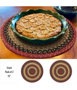 Homespice Decor Jute Braided Accessories Highland Multi 240045PS 15 in. Set of 2 Round Rug