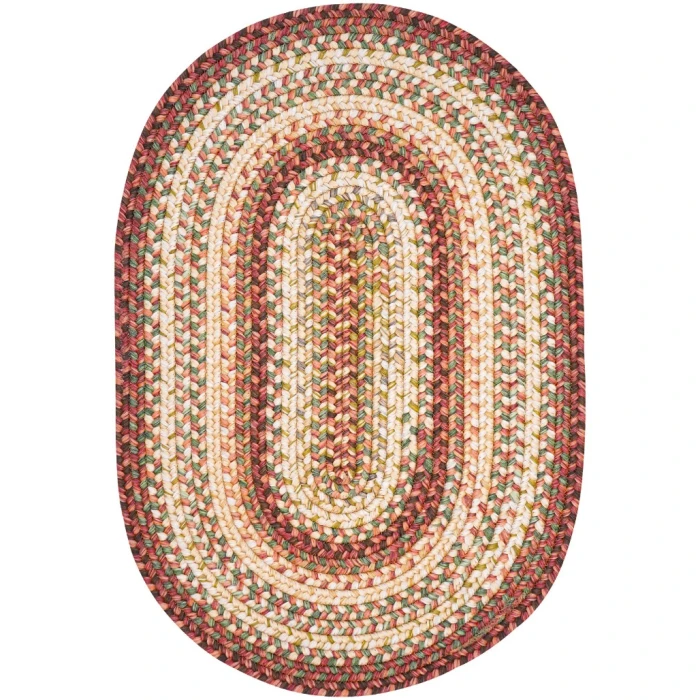 Homespice Decor Ultra Durable Braided Barcelona Red 304155 5 ft. X 8 ft. Oval Rug
