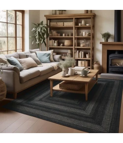 Homespice Decor Jute Braided Rug Black Jet Black 27in. x 45in. Rect. Rug