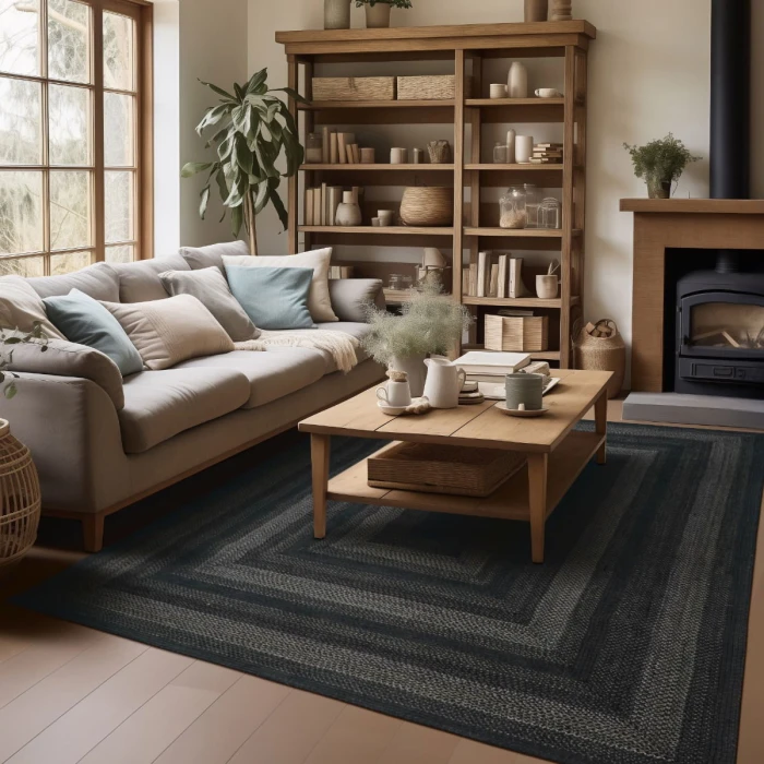 Homespice Decor Jute Braided Rug Black Jet Black 2ft. x 3ft. Rect. Rug