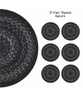 Homespice Decor Jute Braided Accessories Black Jet Black 15in. Set of 6 Round Rug