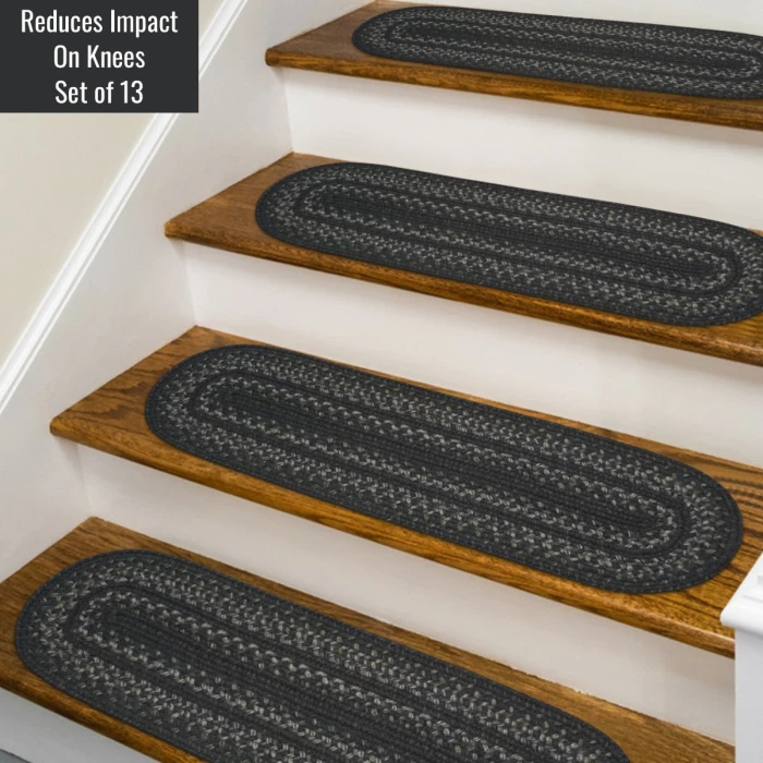 Homespice Decor Jute Braided Accessories Black Jet Black 8in. x 28in. Set of 13 Oval Rug