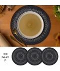 Homespice Decor Jute Braided Accessories Black Jet Black 8in. Set of 3 Round Rug