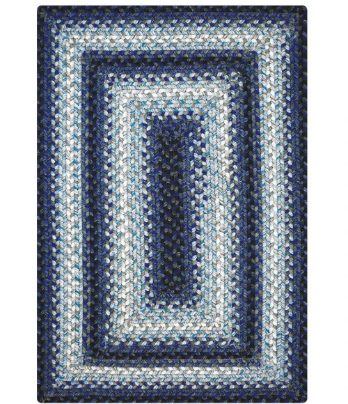 Homespice Decor Ultra Durable Braided Rug Navy & White Juniper 10in. x 10in. Rect. Rug