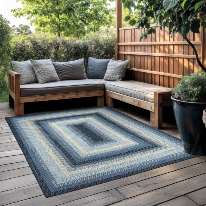 Homespice Decor Ultra Durable Braided Juniper Blue 310224 27 in. X 45 in. Rect Rug