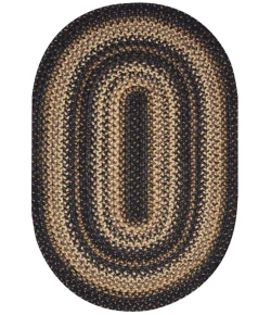 Homespice Decor Jute Braided Rug Black Kilimanjaro 3ft. x 5ft. Oval Rug
