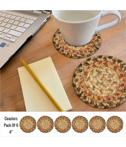 Homespice Decor Jute Braided Accessories Kingston Multi 240003PS 4 in. Set of 6 Round Rug