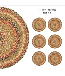 Homespice Decor Jute Braided Accessories Kingston Multi 240167PS 15 in. Set of 6 Round Rug