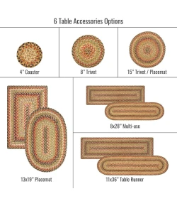 Homespice Decor Jute Braided Accessories Multi Color Kingston 8in. x 28in. Set of 14 Oval Rug