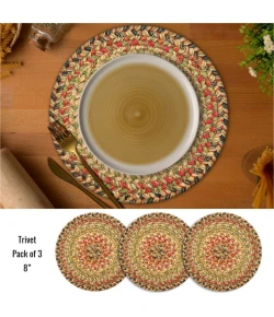 Homespice Decor Jute Braided Accessories Kingston Multi 240019PS 8 in. Set of 3 Round Rug