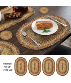 Homespice Decor Jute Braided Accessories Kingston Multi 240051PS 13 in. X 19 in. Set of 4 Oval Rug