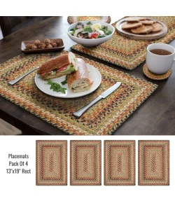 Homespice Decor Jute Braided Accessories Kingston Multi 240067PS 13 in. X 19 in. Set of 4 Rect Rug