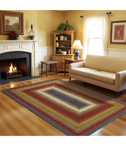 Homespice Decor Cotton Braided Rug Red Log Cabin Step 6ft. x 9ft. Rect. Rug
