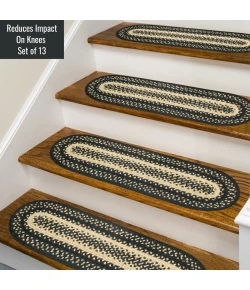 Homespice Decor Jute Braided Accessories Manchester Black 240134PS 8 in. X 28 in. Set of 13 Oval Rug