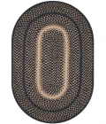 Homespice Decor Jute Braided Manchester Black 505729 6 ft. X 9 ft. Oval Rug
