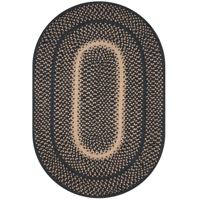 Homespice Decor Jute Braided Manchester Black 505729 6 ft. X 9 ft. Oval Rug