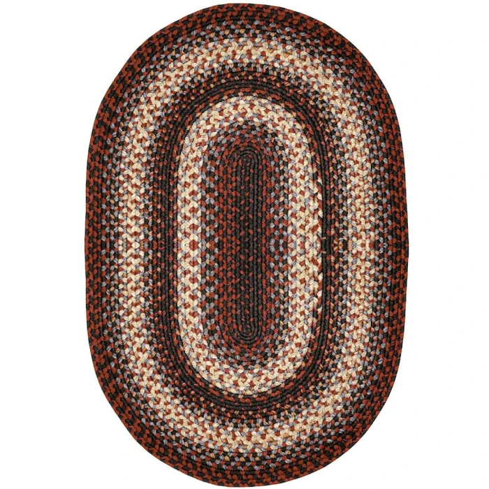 Homespice Decor Ultra Durable Braided Montgomery Black 305244 6 ft. X 9 ft. Oval Rug