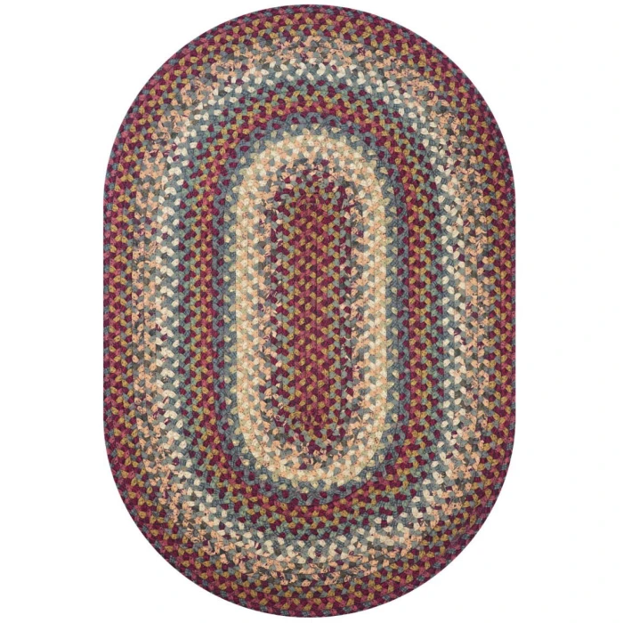 Homespice Decor Cotton Braided Neverland Red 400079 27 in. X 45 in. Oval Rug