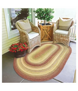 Homespice Decor Ultra Durable Braided Barcelona Red 304155 5 ft. X 8 ft. Oval Rug