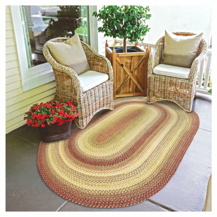 Homespice Decor Ultra Durable Braided Barcelona Red 304155 5 ft. X 8 ft. Oval Rug
