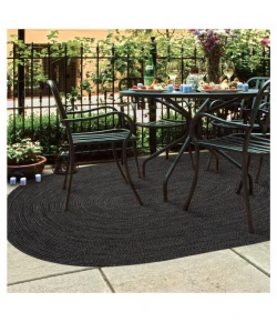 Homespice Decor Ultra Durable Braided Black 300577 27 in. X 45 in. Oval Rug