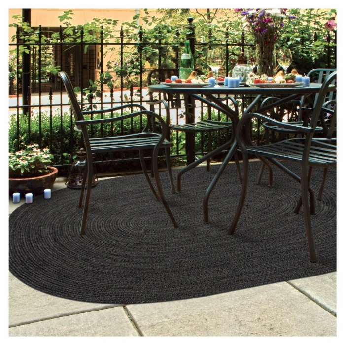 Homespice Decor Ultra Durable Braided Black 300577 27 in. X 45 in. Oval Rug