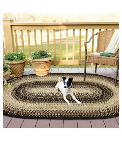 Homespice Decor Ultra Durable Braided Black Mist Black 304087 5 ft. X 8 ft. Oval Rug