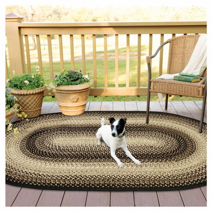 Homespice Decor Ultra Durable Braided Black Mist Black 304087 5 ft. X 8 ft. Oval Rug