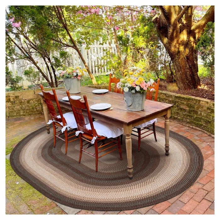 Homespice Decor Ultra Durable Braided Driftwood Chocolate 304124 5 ft. X 8 ft. Oval Rug