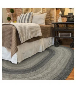 Homespice Decor Jute Braided Rug Grey Flint Hill 2ft. x 3ft. Oval Rug