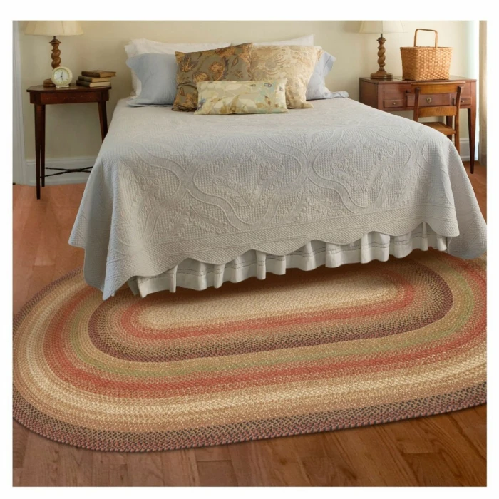 Homespice Decor Jute Braided Gingerbread Brown, Deep Red 501806 20 in. X 30 in. Oval Rug