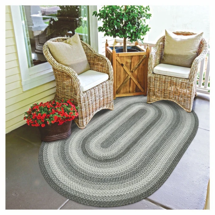 Homespice Decor Ultra Durable Braided Graphite Grey 306630 8 ft. X 10 ft. Oval Rug