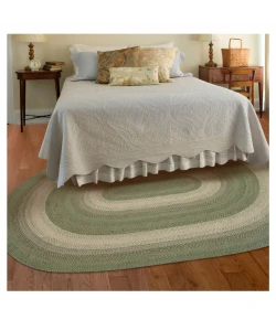 Homespice Decor Jute Braided Rug Green & Tan Grassland 2ft. x 3ft. Oval Rug