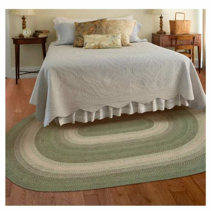 Homespice Decor Jute Braided Grassland Green 504821 5 ft. X 8 ft. Oval Rug