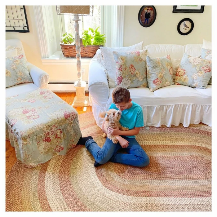 Homespice Decor Jute Braided Harvest Beige, Tan 500076 2 ft. X 3 ft. Oval Rug