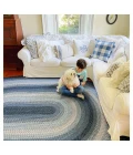 Homespice Decor Ultra Durable Braided Juniper Blue 306227 8 ft. X 10 ft. Oval Rug