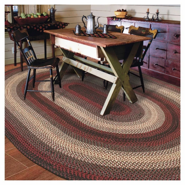 Homespice Decor Ultra Durable Braided Montgomery Black 305244 6 ft. X 9 ft. Oval Rug