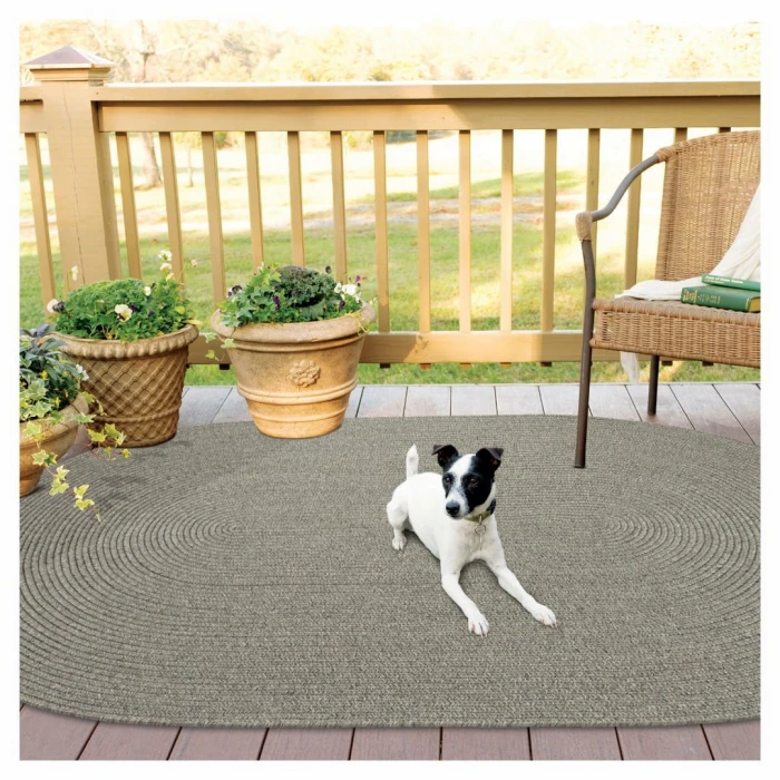 Homespice Decor Ultra Durable Braided Smoke Grey, Brown 305688 6 ft. X 9 ft. Oval Rug
