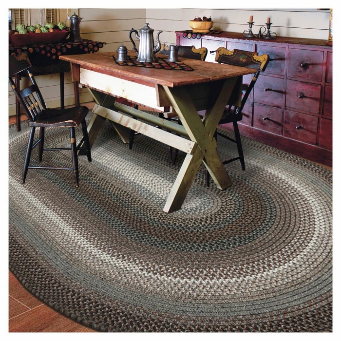 Homespice Decor Ultra Durable Braided Midnight Moon Grey 304186 5 ft. X 8 ft. Oval Rug