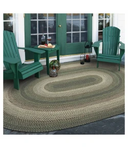 Homespice Decor Ultra Durable Braided Cedar Ridge Green 304872 5 ft. X 8 ft. Oval Rug