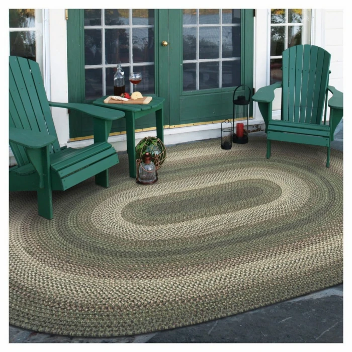 Homespice Decor Ultra Durable Braided Cedar Ridge Green 304872 5 ft. X 8 ft. Oval Rug