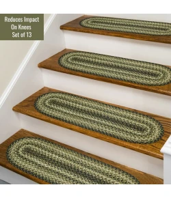 Homespice Decor Jute Braided Accessories Pinecone Green 240135PS 8 in. X 28 in. Set of 13 Oval Rug